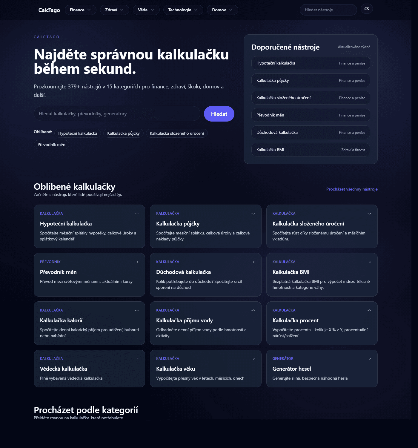 CalcTago.com - ukazka projektu